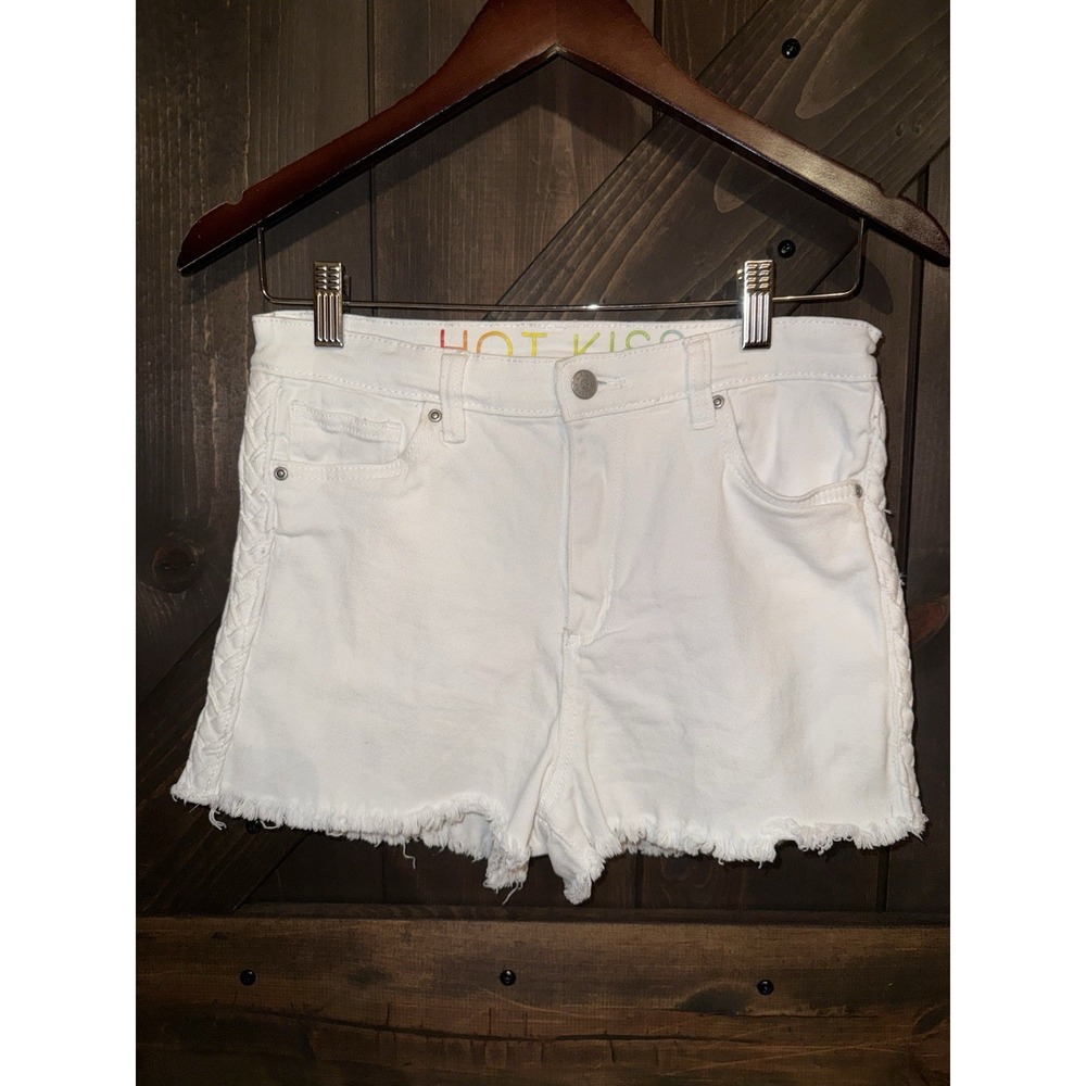 Hot Kiss Y2K Women's Sz 11 White Jean Shorts Braided Side Cut Off